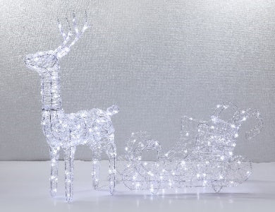 Acrylic Deer With Sleigh Lights